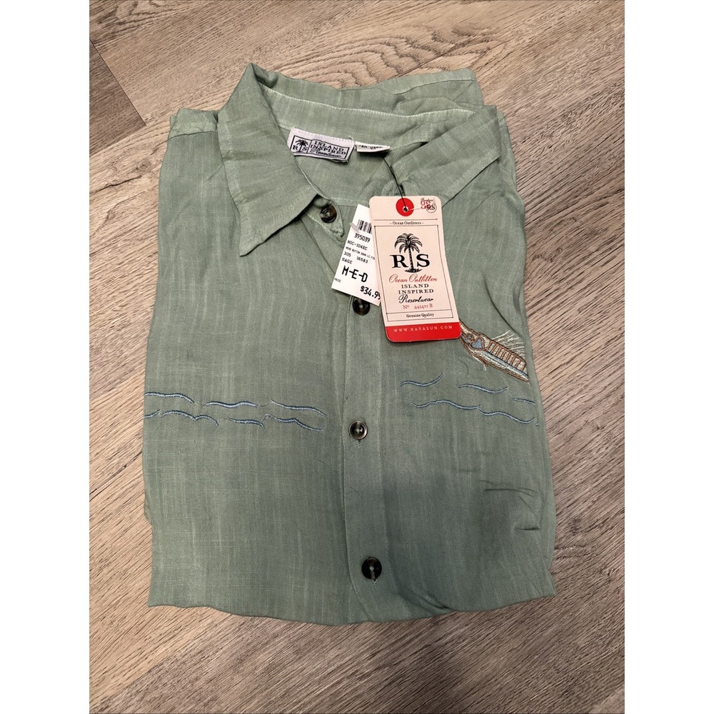 Ocean outfitters‎ resortwear Rayasun size medium button-down green Linen Cotton